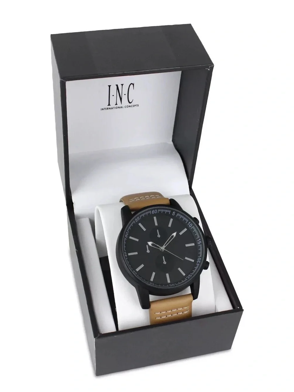 🖤🖤I.N.C. INTERNATIONAL CONCEPTS Men's Tan Strap Watch 44mm